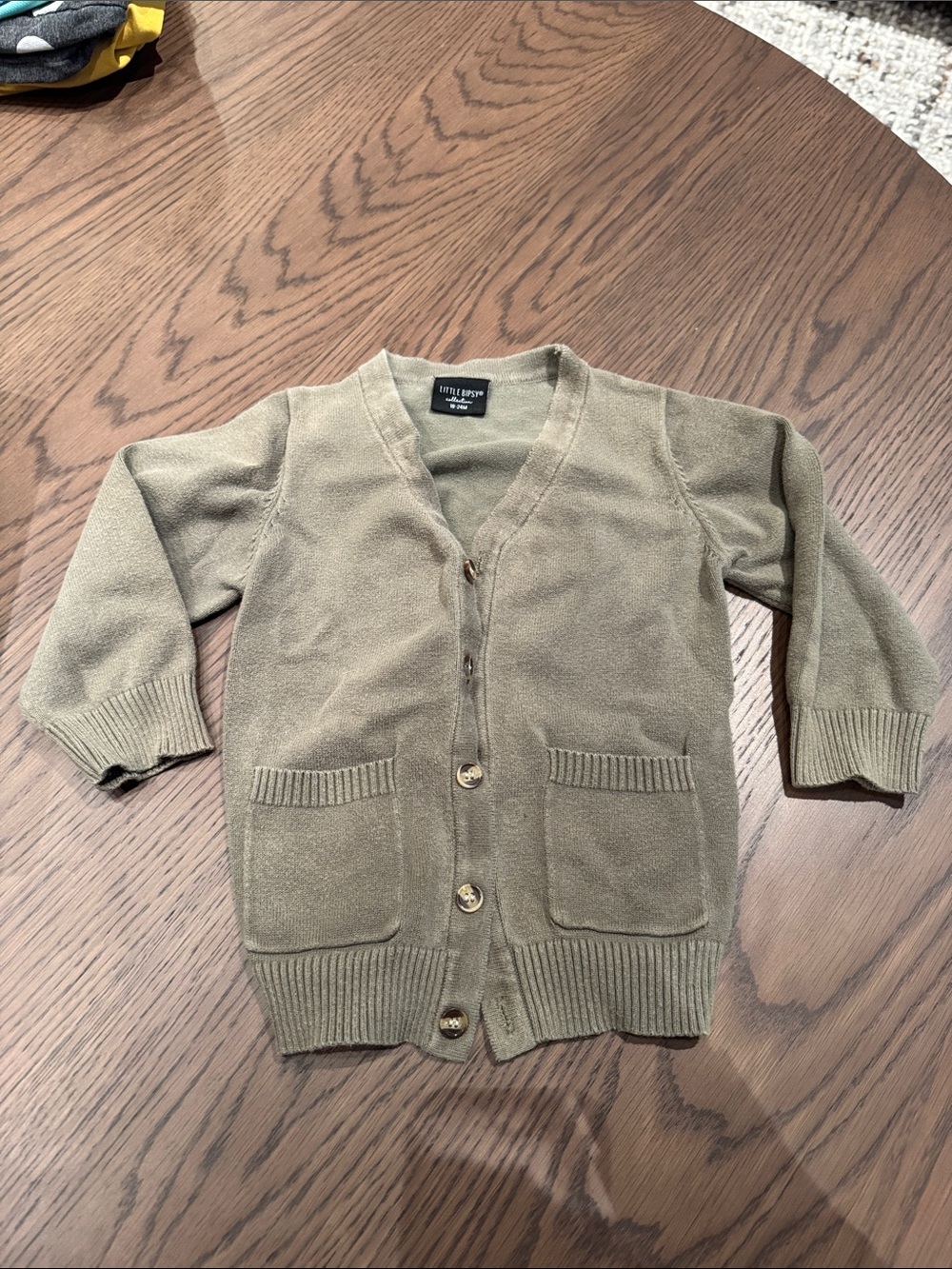 Little Bipsy Olive Green Knit Cardigan